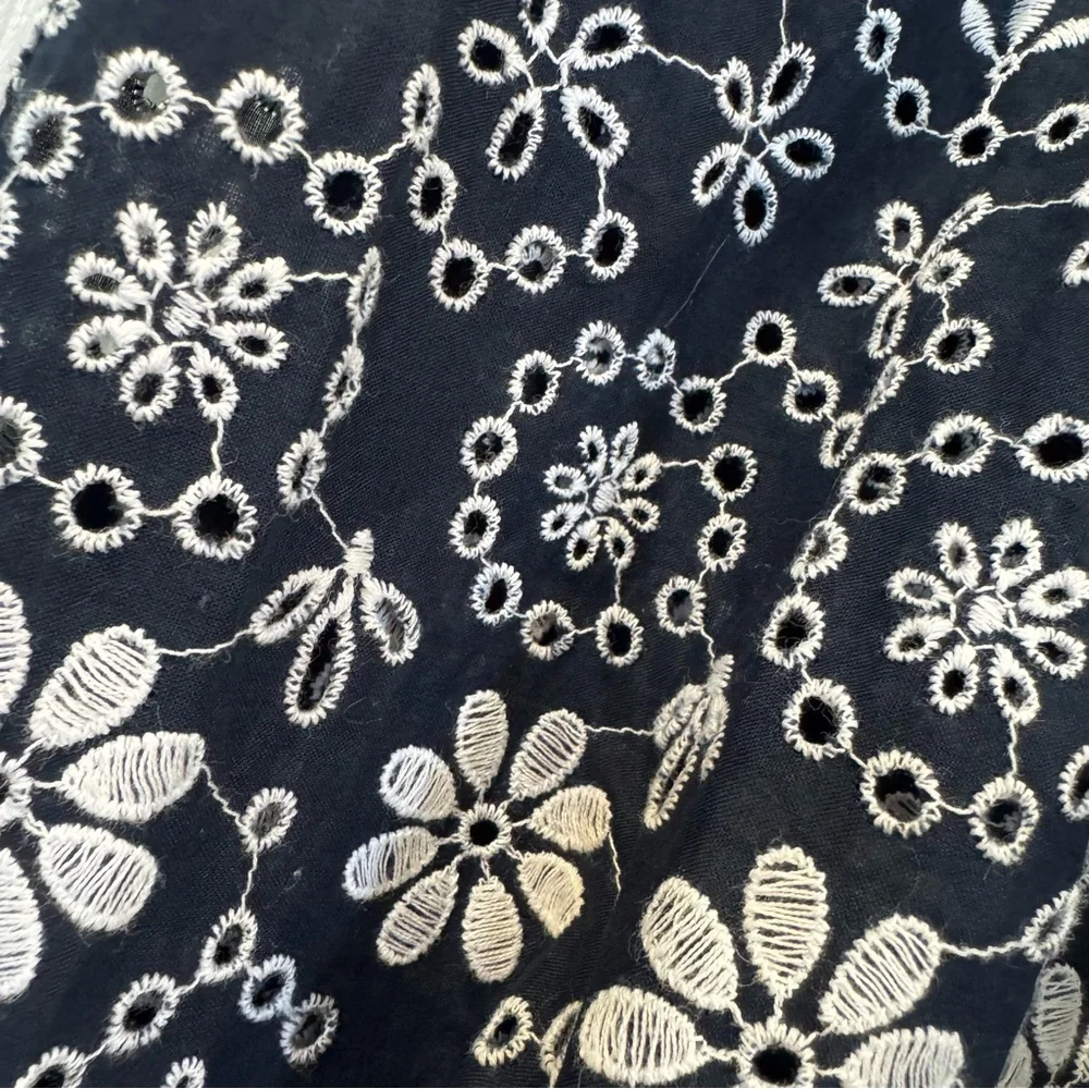 Kate Spade Shore Thing Eyelet Wrap Mini Skirt Navy White Size 14 Embroidered